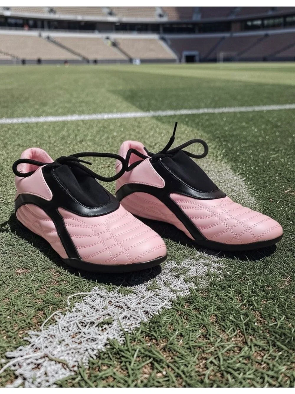 Womens Pink & Black Lace-Up Soft Sole Shoes Lightweight & Comfortable For Casual